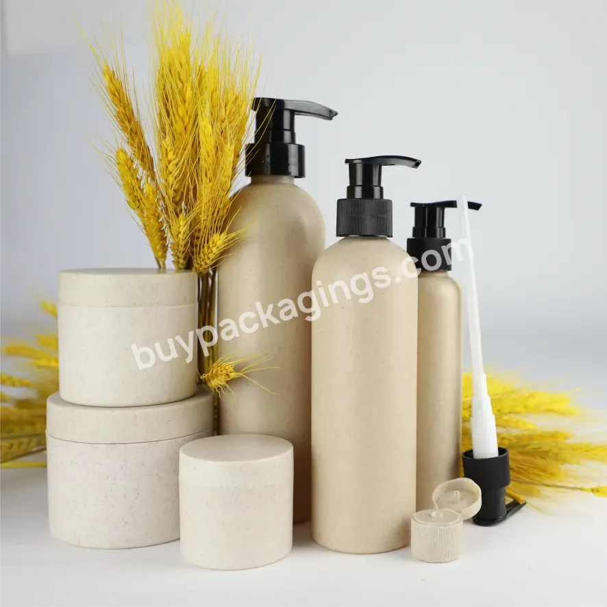 Eco Friendly Biodegradable Wheat Straw Shampoo Bottle Skin Care Packaging Container Cream Jar Plastic Bottle - Buy Wheat Straw Bottle,Cream Jar,Wheat Straw Jar.