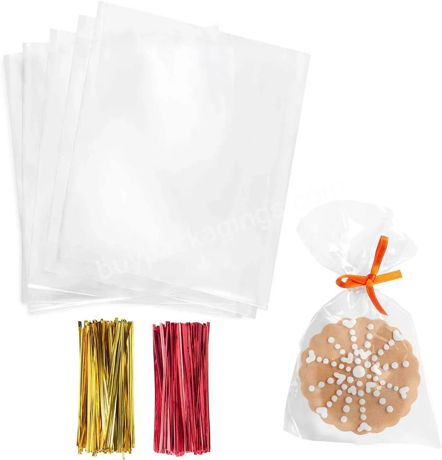 Eco-friendly Clear Opp Plastic Poly Treat Bags With Twist Ties For Candy Cookie Treat Packing - Buy Clear Opp Bag For Candy,Poly Treat Bags For Cookie,Eco-friendly Opp Plastic Bag For Treat.