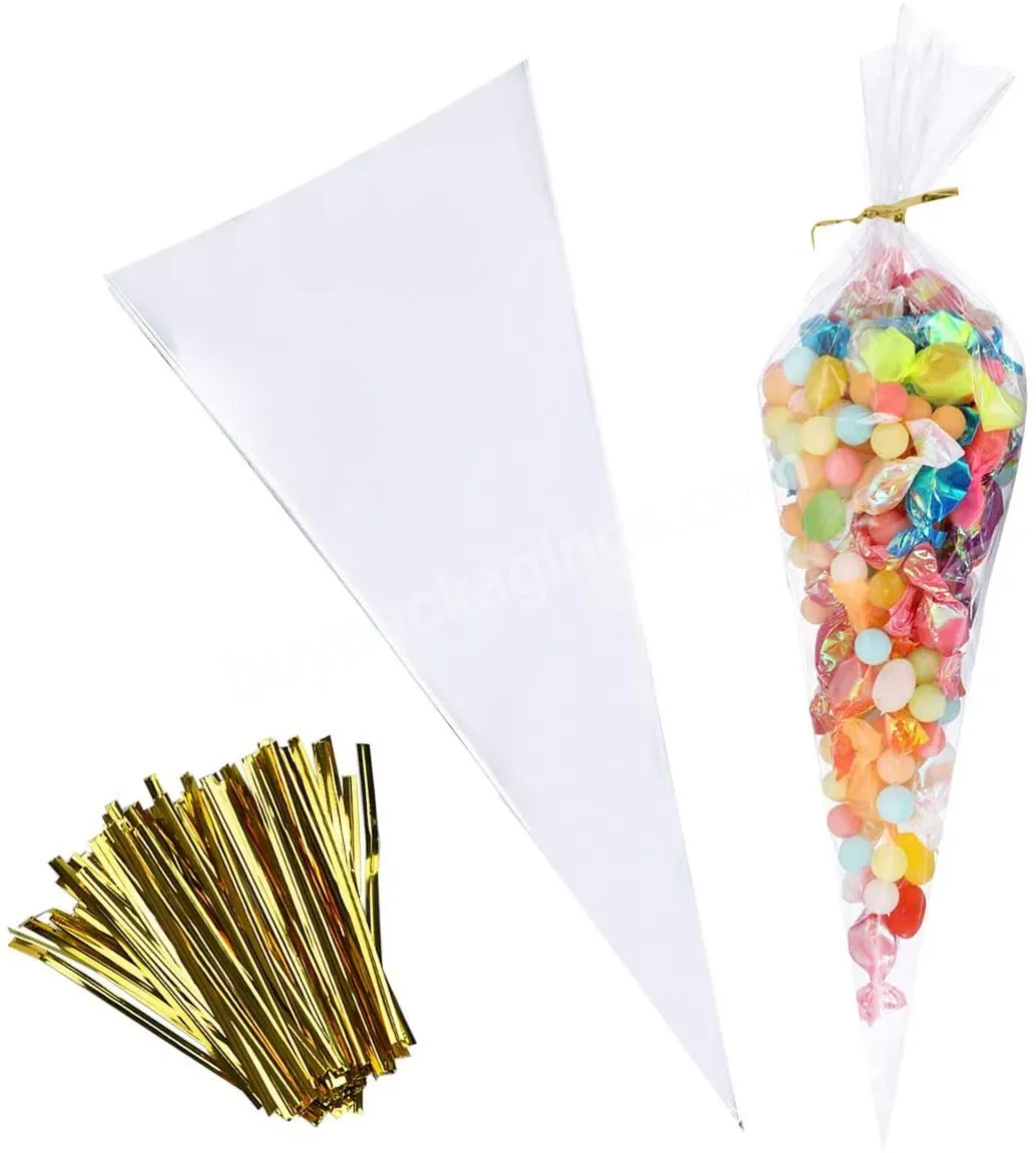 Eco Friendly Clear Plastic Cellophane Cone Bag For Candy - Buy Plastic Cellophane Cone Bag For Candy,Eco Friendly Plastic Bag For Candy,Clear Cellophane Bag For Candy.