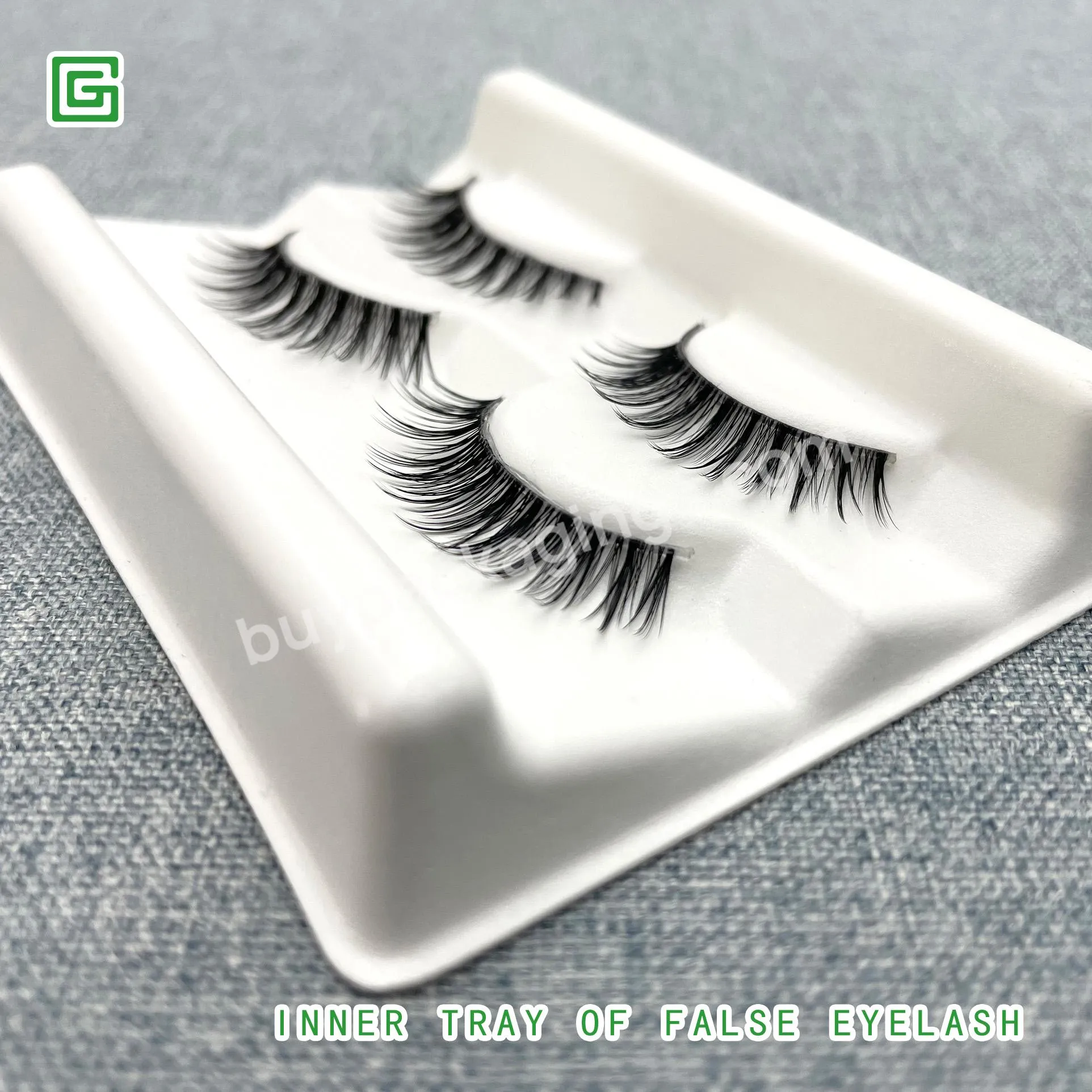 Eco-friendly Custom Logo Gift Paper Molded Pulp False Eyelash Product Serving Tray With Free Design