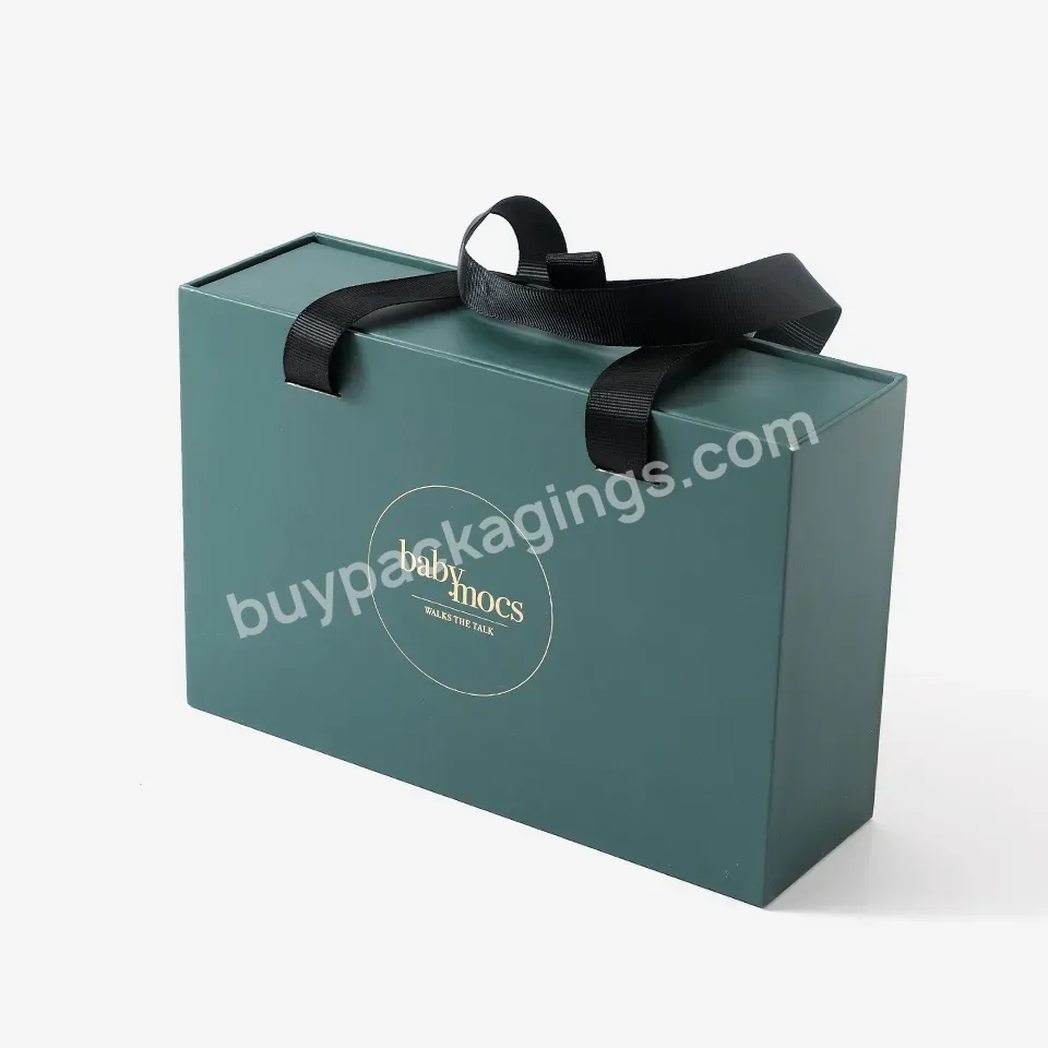 Eco Friendly Custom Logo Printed Hard Rigid Recycle Style Cardboard Paper Packaging Drawer Sliding Gift Box With Ribbon Handle - Buy Ribbon Gift Box,Drawer Gift Box,Custom Drawer Box.