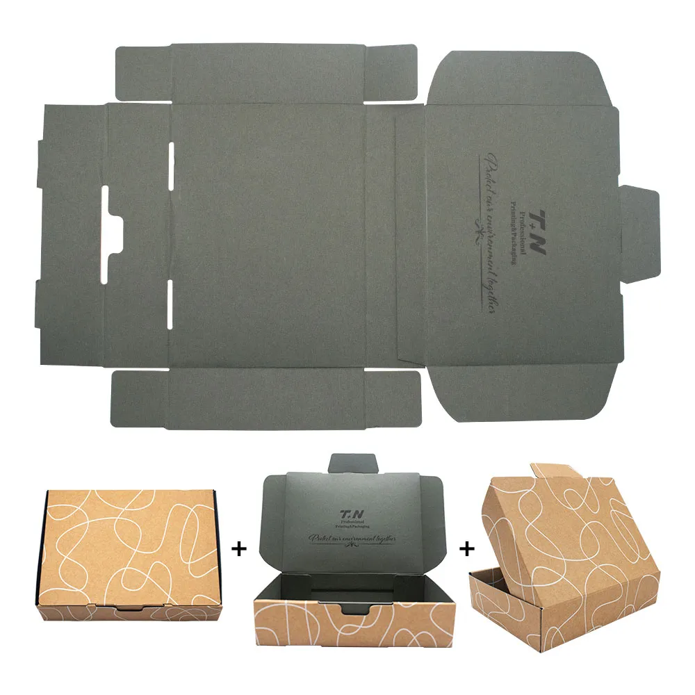 Eco-friendly Custom Printed One Piece Card Box Paper Box Packaging Kraft Folding Corrugated Board Shipping Box 7 - 10 Workdays