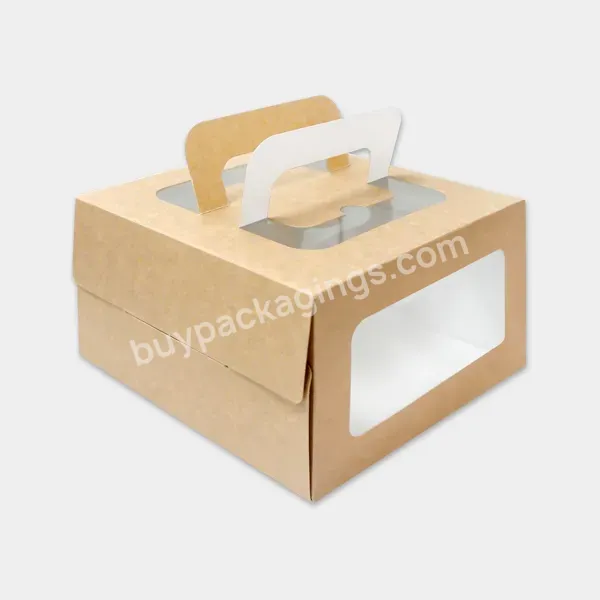 Eco-friendly Customized Size Printed With Your Own Logo Cake Paper Box With Window With Handle - Buy Paper Cake Box For Bakery,Custom Cake Box With Window,Custom Cake Boxes With Logo.