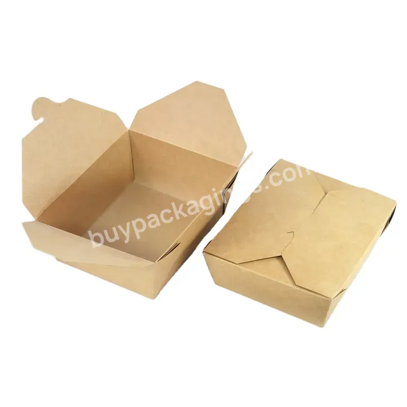 Eco-friendly Foods Containers 1300ml Paper Kraft Box Food Grade Salad Packed Paper Boxes