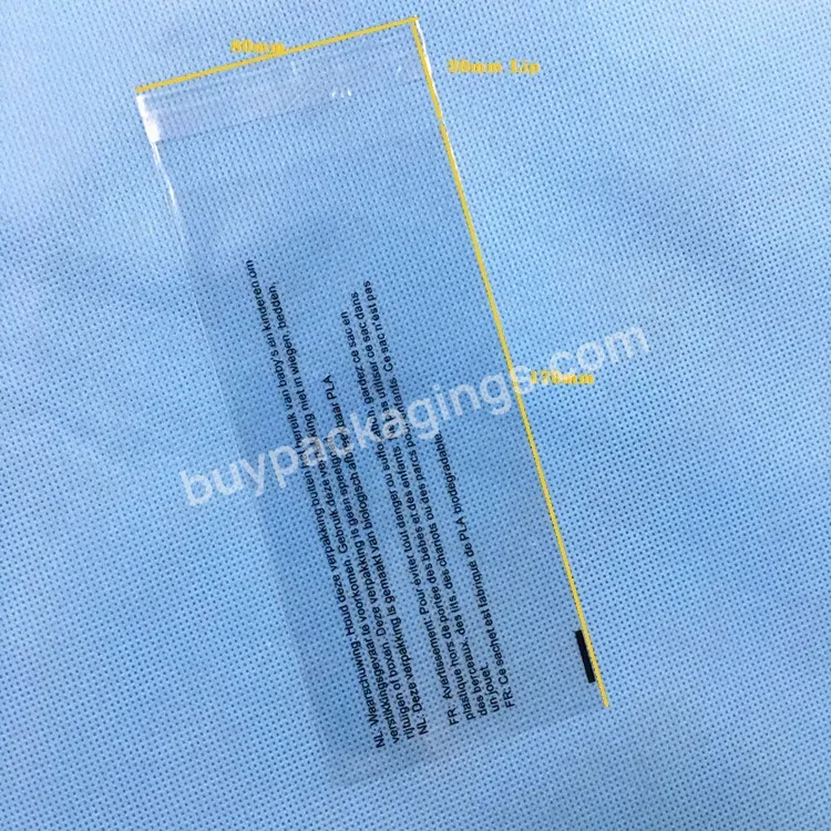 Eco-friendly High Clarity Pla Biodegradable Plastic Bag With Adhesive Tape - Buy Pla Self Adhesive Seal Bag,100% Biodegradable Self Adhesive Seal Pla Bag,Compostable Packaging Use Pla Bag.