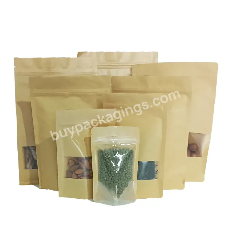 Eco Friendly High Quality Stand Up Zip Lock Kraft Paper Tea Packaging Bag Different Size Brown Kraft Food Paper Bag With Window - Buy Kraft Paper Zipper Bag Zipper Paper Bag Paper Zipper Bag Zipper Brown Kraft Paper Bag Kraft Zipper Paper Bag,Kraft P