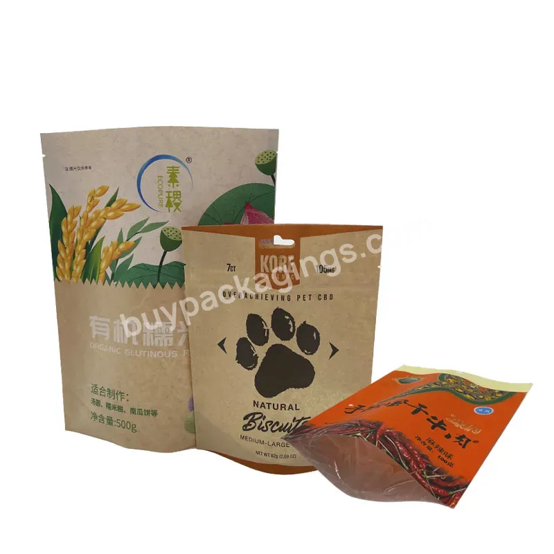 Eco Friendly Kraft Paper Pouch Compostable Stand Up Pouch Mylar Bag Custom Edible Bag For Pet Food Packaging - Buy Kraft Stand Up Pouch Recyclable Materials,Edible Bags,5 Gallon Mylar Bags.