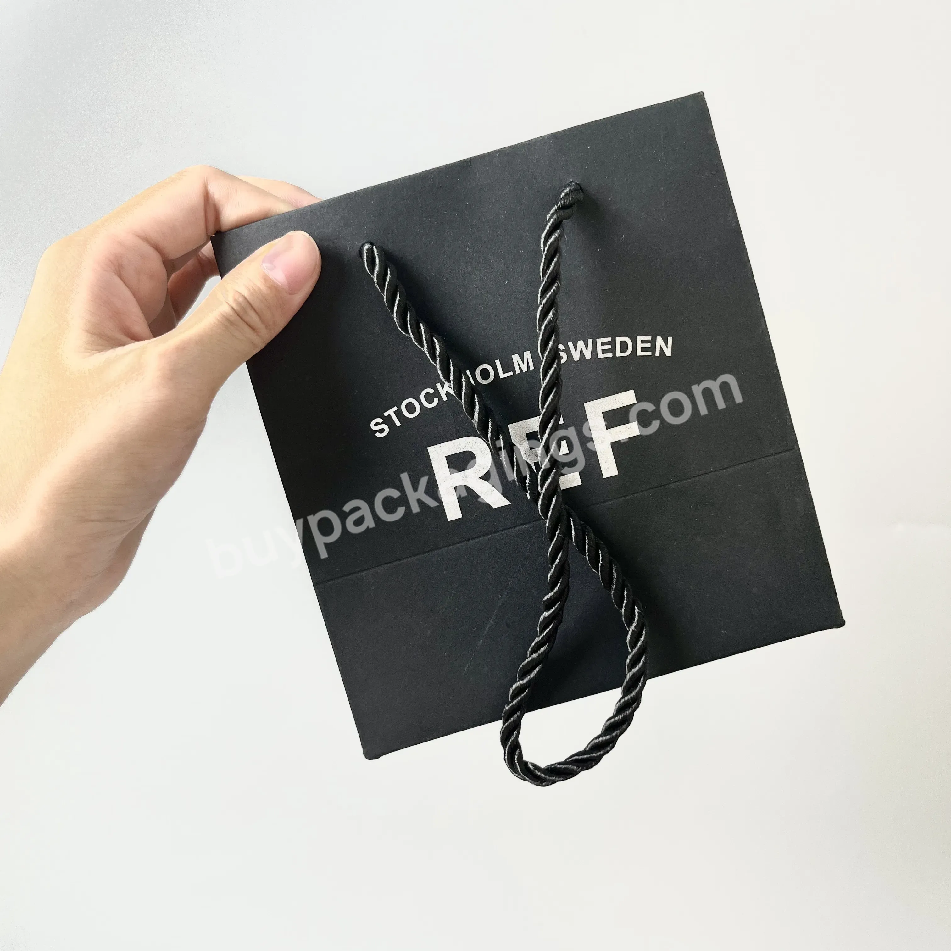 Eco Friendly Luxury Paper Jewelry Cosmetics Black Shopping Bags With Silver Logos - Buy Paper Packaging Bags,Clothing Shopping Bags,Custom Logo Packaging Bags.