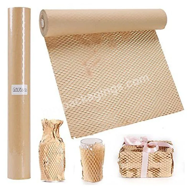 Eco friendly Packaging Kraft Paper Wrap Transport Rolling Brown Craft Paper Roll Honeycomb Paper