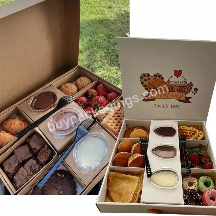 Eco Friendly Party Snack Chocolate Cookie Grazing Kraft Paper Boxes Dessert Box Catering Packaging Platter Box With Dividers Lid - Buy Cookie Boxes With Inserts,Catering Packaging,Chocolate Box.