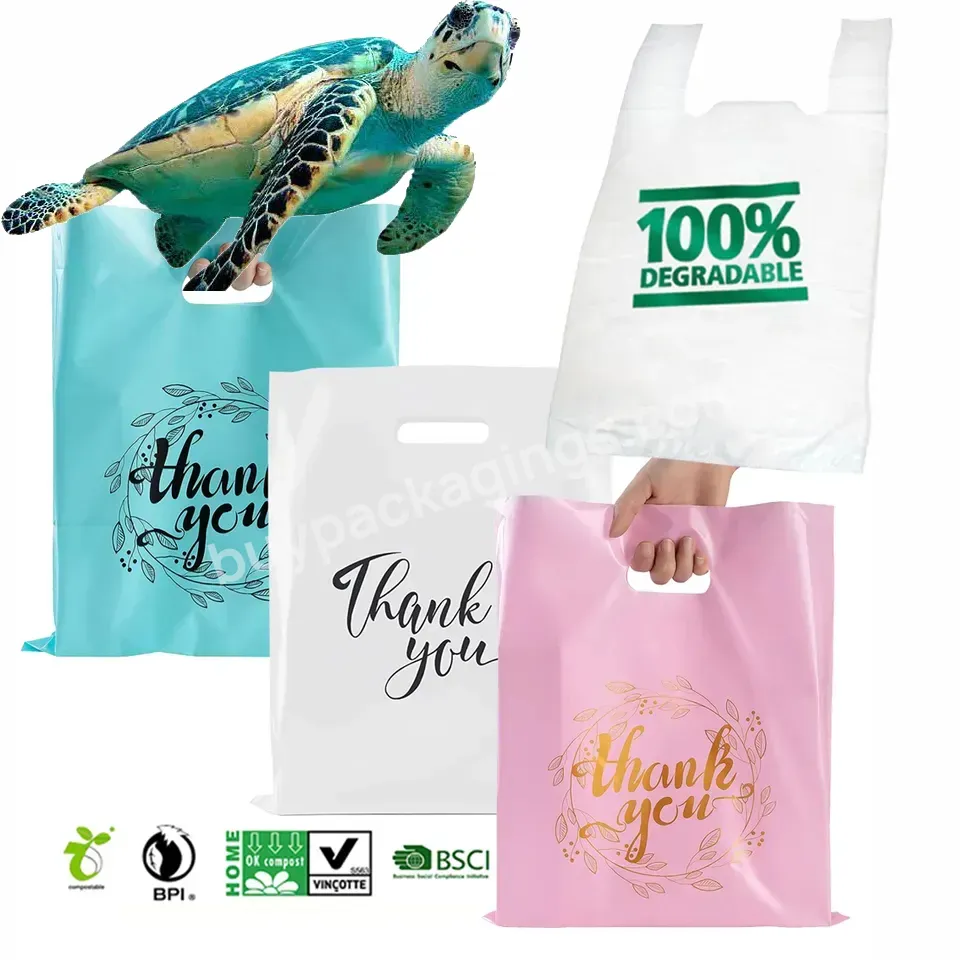 Eco Friendly Pla Luxury Tshirt Handle Bio Degradable Thank You Compostable Grocery Shopping Bolsas Biodegradable Plastic Bag - Buy Biodegradable Plastic Bag,Shoping Bags Plastic Logo Recycled,Plastic Grocery Bag.