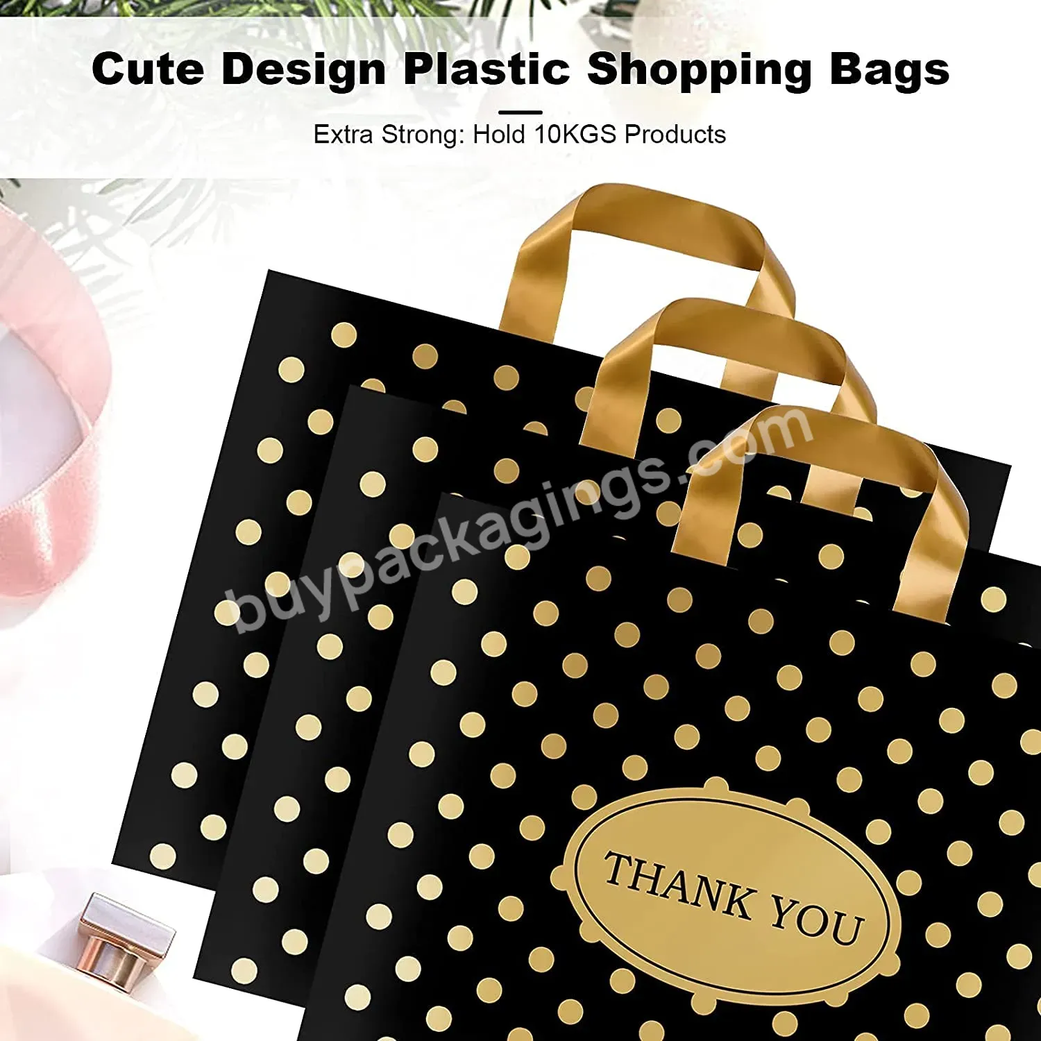 Eco Friendly Plastic Retail Bags Shopping Packaging With Soft Loop Handle For Goodie Bags Boutique Party - Buy Plastic Retail Bags With Soft Loop Handle,Eco Friendly Plastic Packaging With Soft Loop Handle,Plastic Soft Loop Handle Bag.