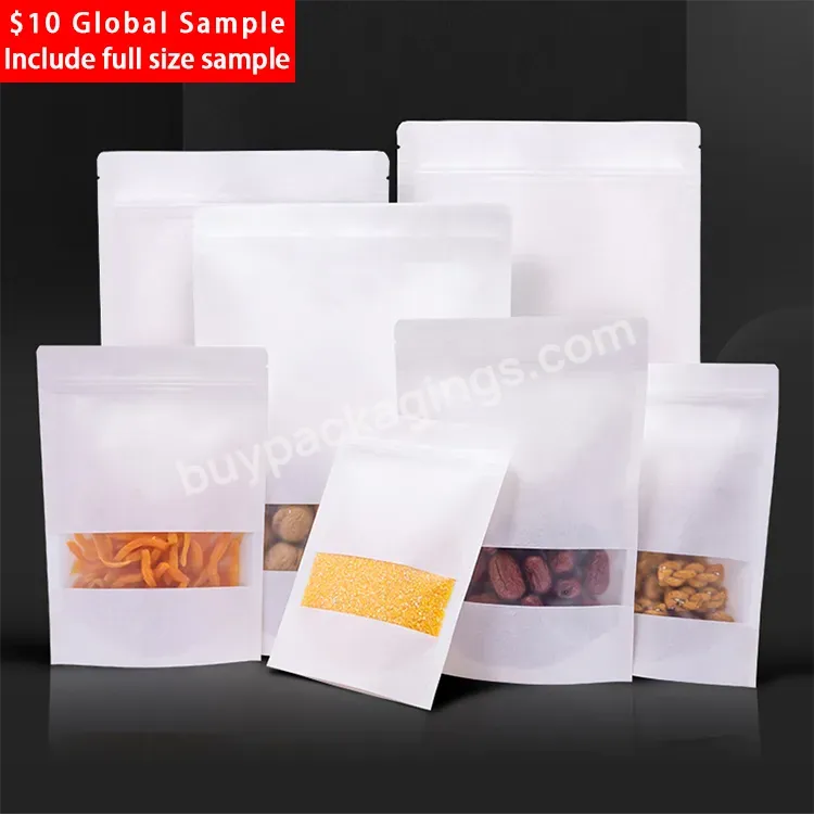 Eco Friendly Recycled Food Grade Ziplock Stand Up Pouch Self Seal White Kraft Paper Packaging Bag - Buy Kraft Paper Packaging Bag,Self Seal Kraft Paper Bag,Kraft Paper Bag Food.