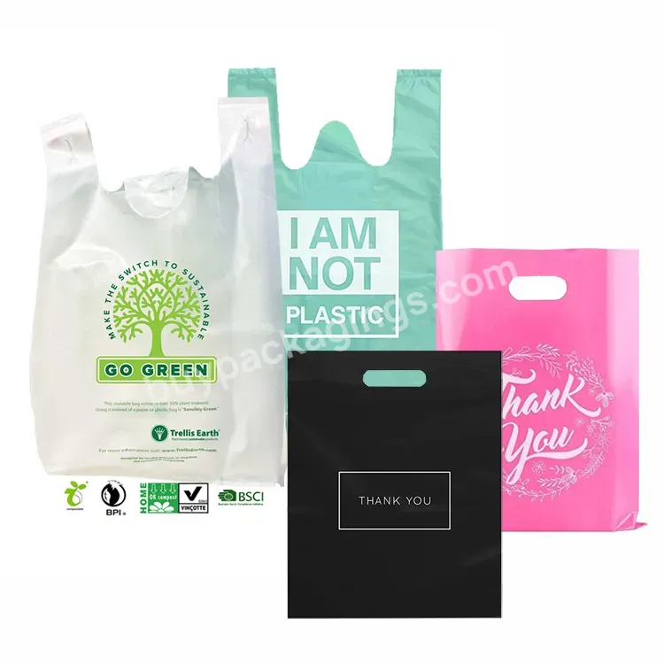 Eco Friendly Sustainable Biodegradable Recycled Recyclable Pbat Pla T Shirt Bio Plastic Thank You Compostable Shopping Bags - Buy Compostable Shopping Bags,Pla Shopping Bag,Bio Shopping Bag.