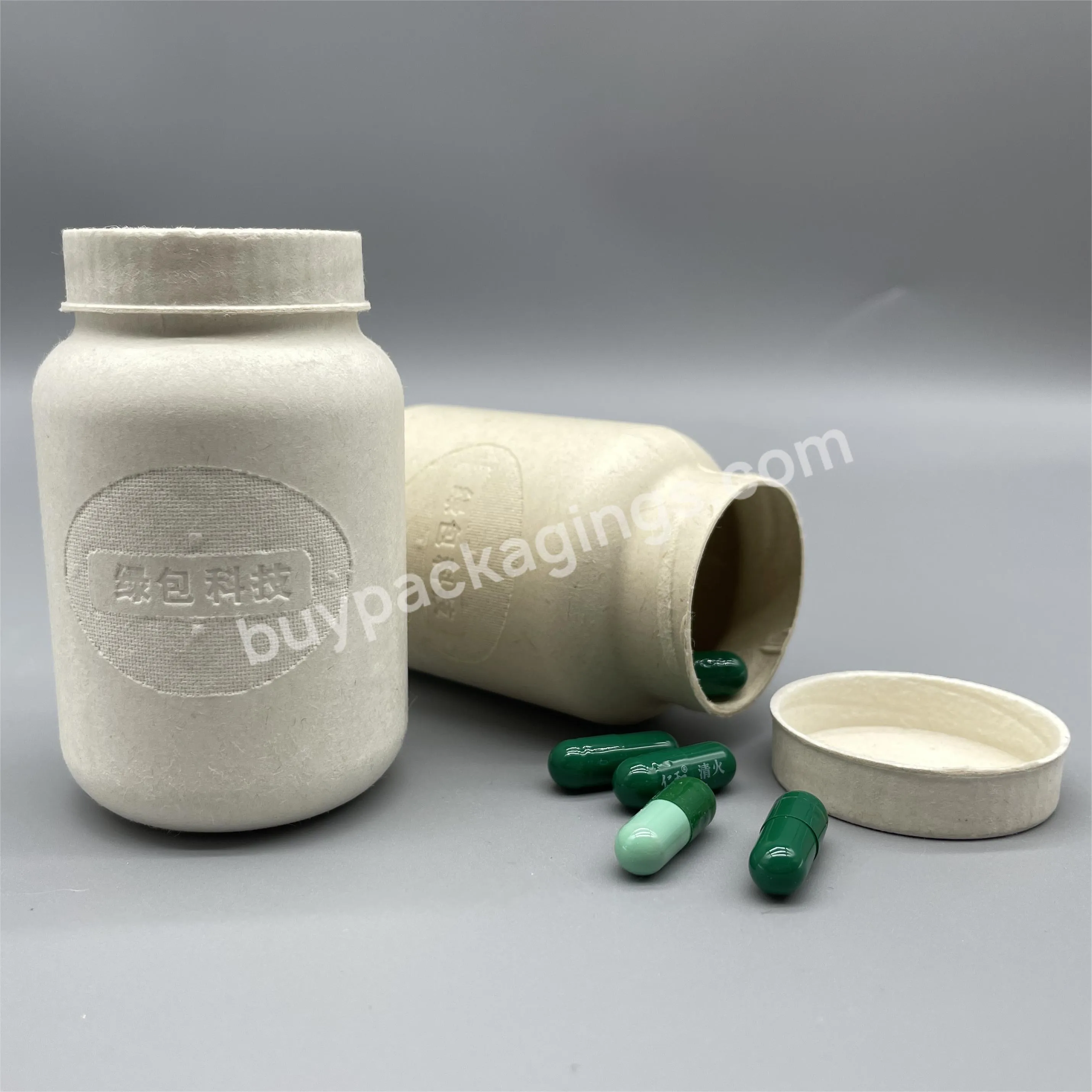Eco-friendly White Color Pulp Fiber Screw Cap Empty Pill Bottles Container For Capsules Pills - Buy Bottles For Capsules,Screw Cap Empty Pill Bottles,White Color Bottle Container For Pills.