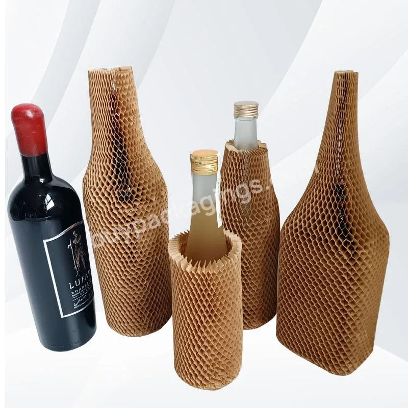 Eco Friendly Wine Protective Sleeves Kraft Paper Roll Wine Bottles Safe Protector Honeycomb Paper Sleeve