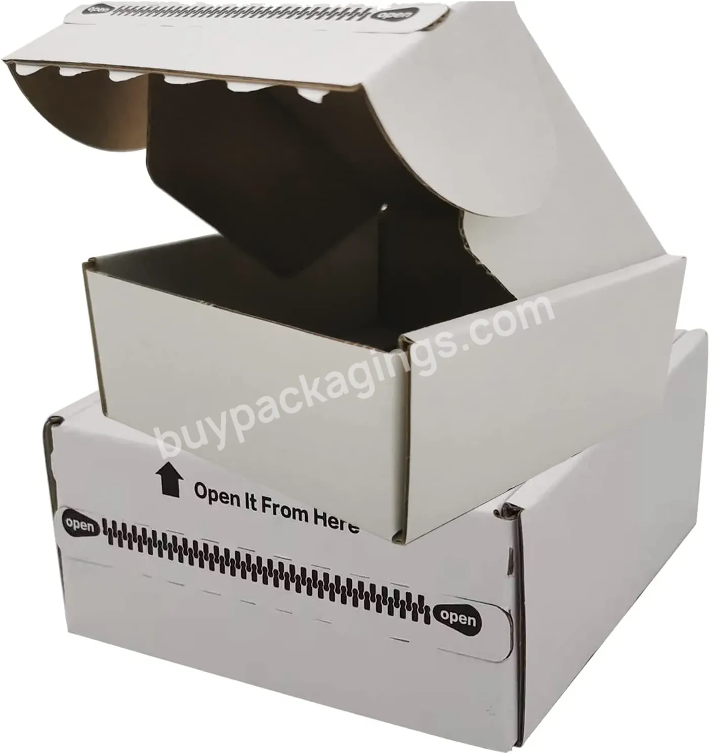 Ecommerce Corrugated Paper Boxes Recycled Cardboard Zipper Tear Strip Mailer Packaging Shipping Box Custom Logo - Buy Shipping Boxes Custom Logo,Zipper Mailing Box,Custom Mailer Boxes With Logo.