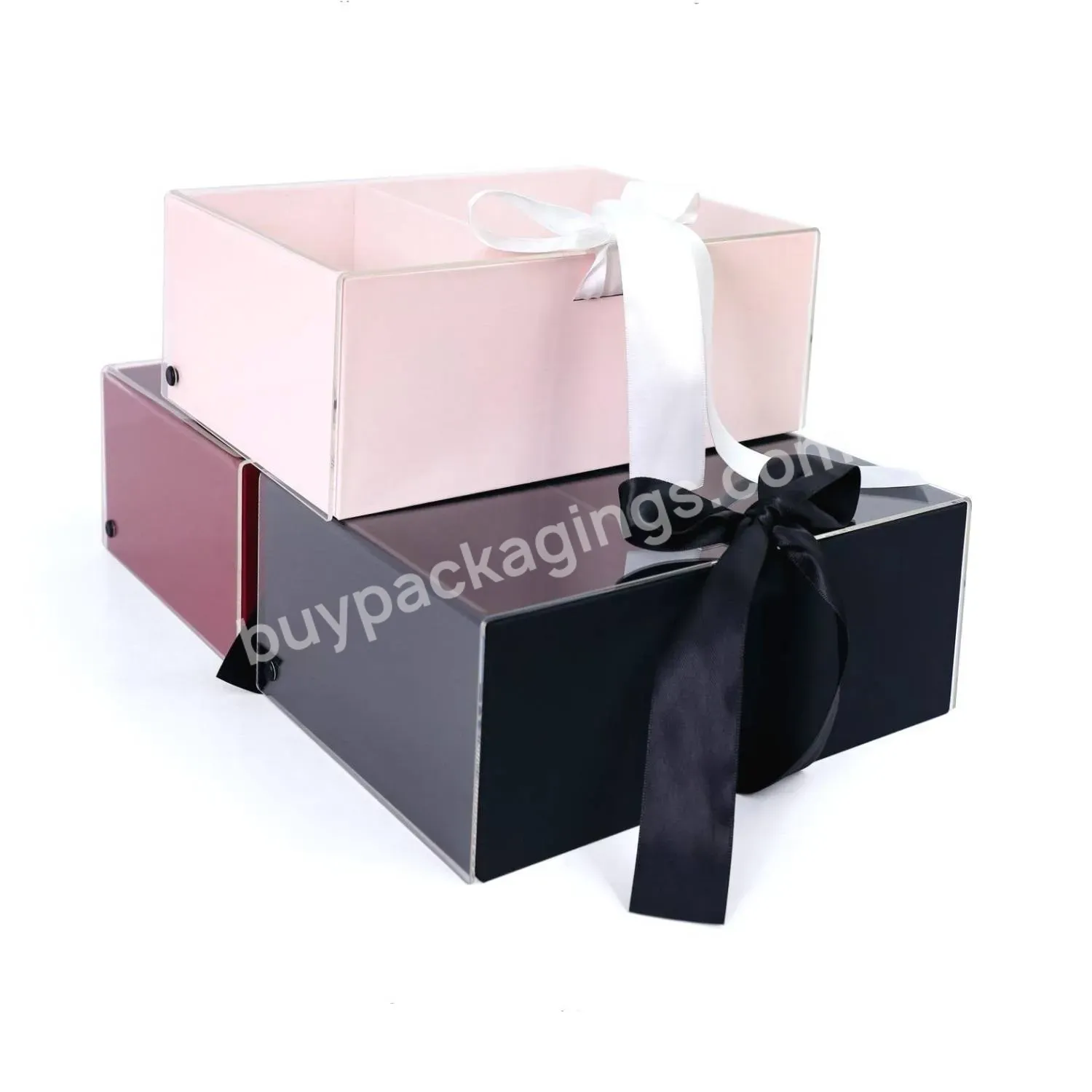 Elegant Acrylic Flower Gift Box Rectangular Paperboard Slotted Boxes With Acrylic Lid Cover - Buy Acrylic Flower Gift Box,Rectangular Paperboard Slotted Boxes,Paperboard Slotted Boxes With Acrylic Lid Cover.
