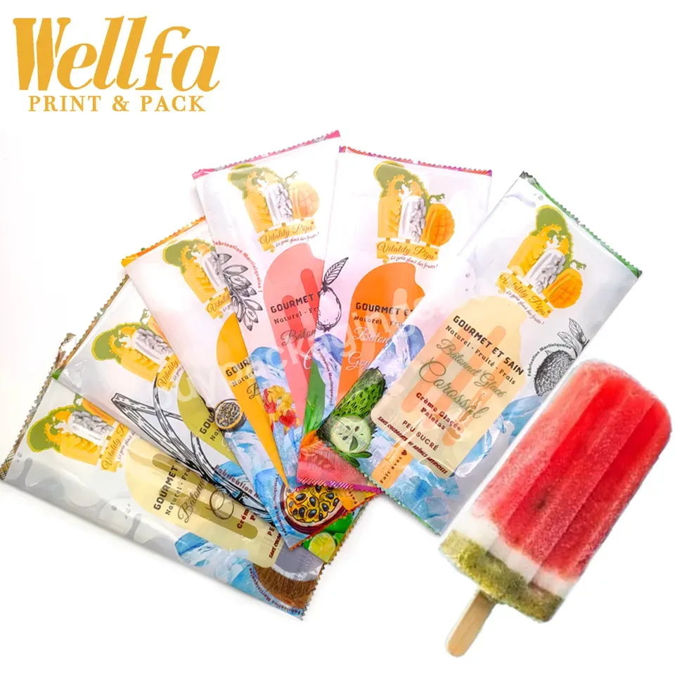 Emballage Cheap Custom Digital Printing Frosted Ice Cream Pop Pouch Wrappers Plastic Freezer Popsicle Packaging Bags