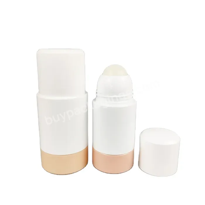 Empty 50ml 75ml Cosmetic Liquid Deodorant Roller Bottle Replaceable Plastic Bottle With Roll On Ball - Buy Perfume Deodorant Container,Pp Roll On Bottle.