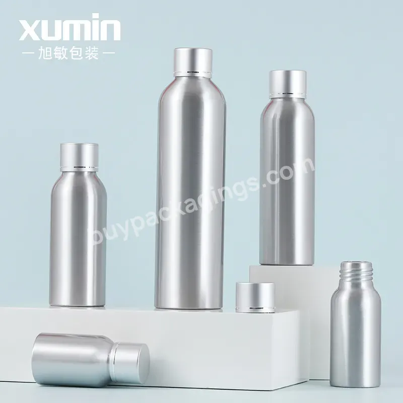 Empty Aluminum Cosmetic Lotion Bottle Metal Packaging 30ml 50ml 100ml 120ml 150ml Silver Alumminum Bottle With Screw Lid - Buy Cosmetic Aluminum Bottle,Aluminum Bottle Cap,Aluminum Caps For Bottles.