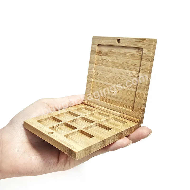 Empty Cosmetic Packaging Bamboo Magnetic Makeup Case Organic 9 Pan Eyeshadow Palette Form Powder - Buy Bamboo Eyeshadow Palette,Makeup Case,Empty Case.