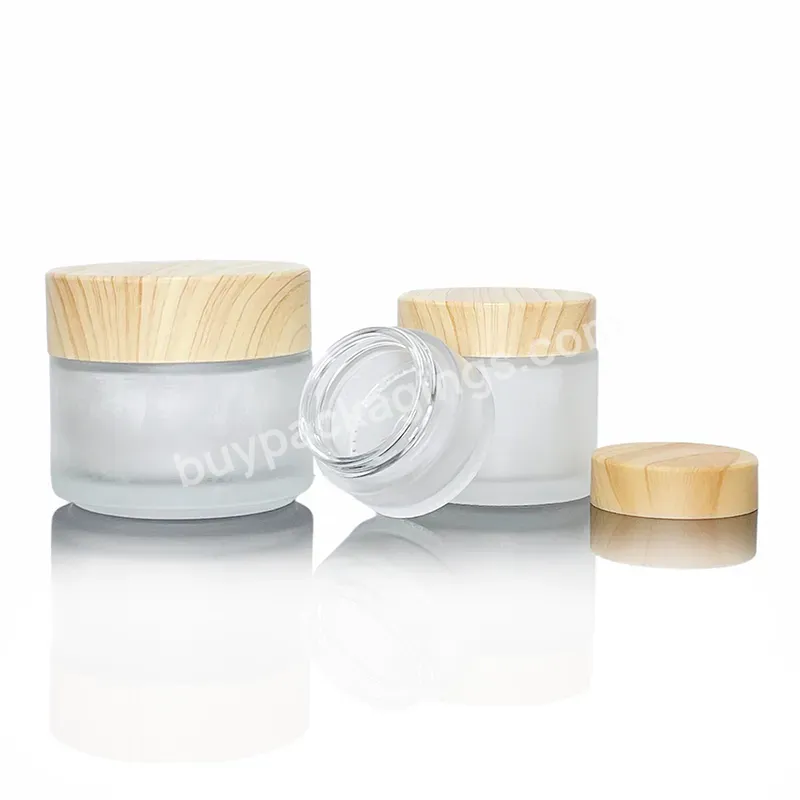 Empty Cream Cosmetic Container 30g 50g 100g Frosted Transparent Glass Jars With Bamboo Lid - Buy Glass Jars With Bamboo Lid,30g 50g 100g Frosted Transparent Glass Jars With Bamboo Lid,Bamboo Packaging Glass Bottle Cream Glass Jars.