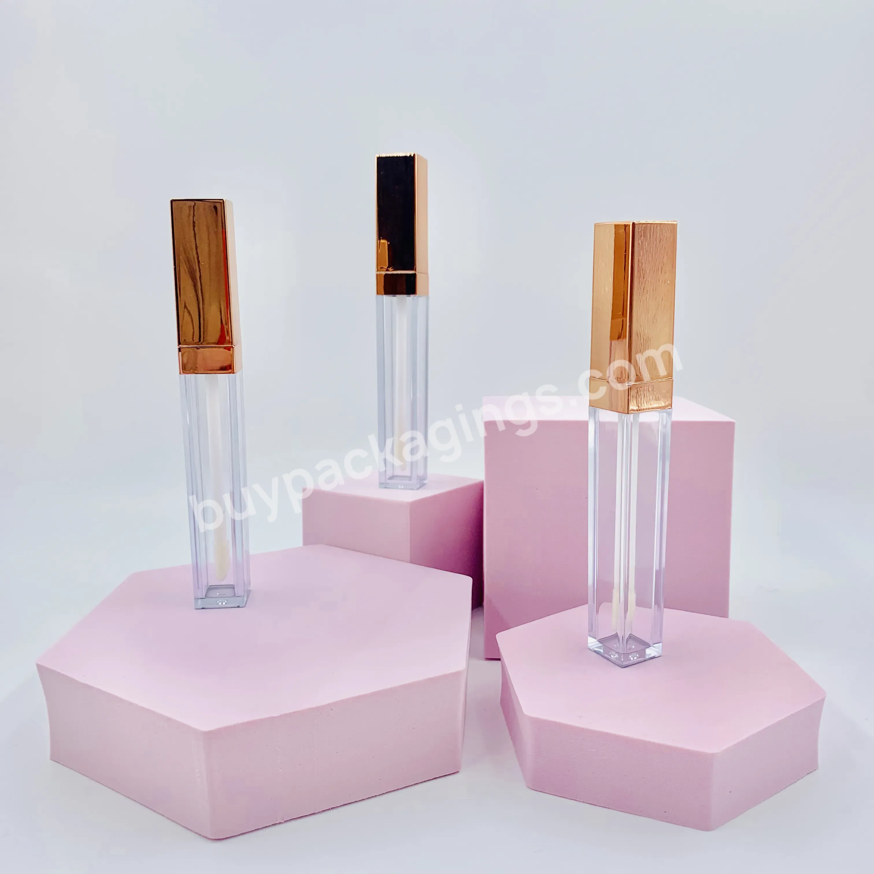 Empty Custom Black Rose Gold Square Lip Gloss Tube Container Gloss Tubes With Wands 5ml 7ml 8ml 10ml