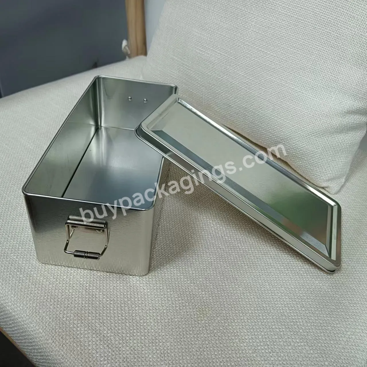 Empty Custom Print Decorative Cosmetic Tin Box With Double Lockers - Buy Latch Tin Box / Clip Metal Tin / Rectangle Tin Box With Latches,High Quality Cosmetic Tin Packaging,Air Tight Rectangular Tin Case With Latch For Cosmetic Packaging.