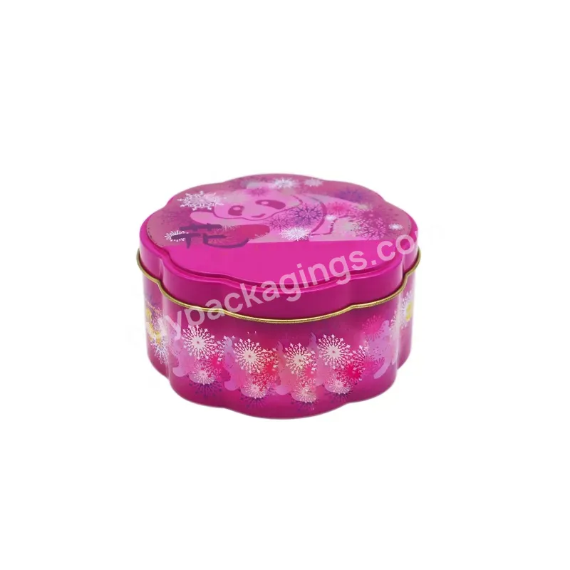 Empty Decorative Custom Print Flower Shape Cosmetic Tin Box With Lid Eco Friendly 110x55mm - Buy Flower Shaped Tin Can For Cosmetic Makeup Products,Makeup Tin Box Flower Shape,Flower Tin For Packaging Lip Balm Face Cream Set.
