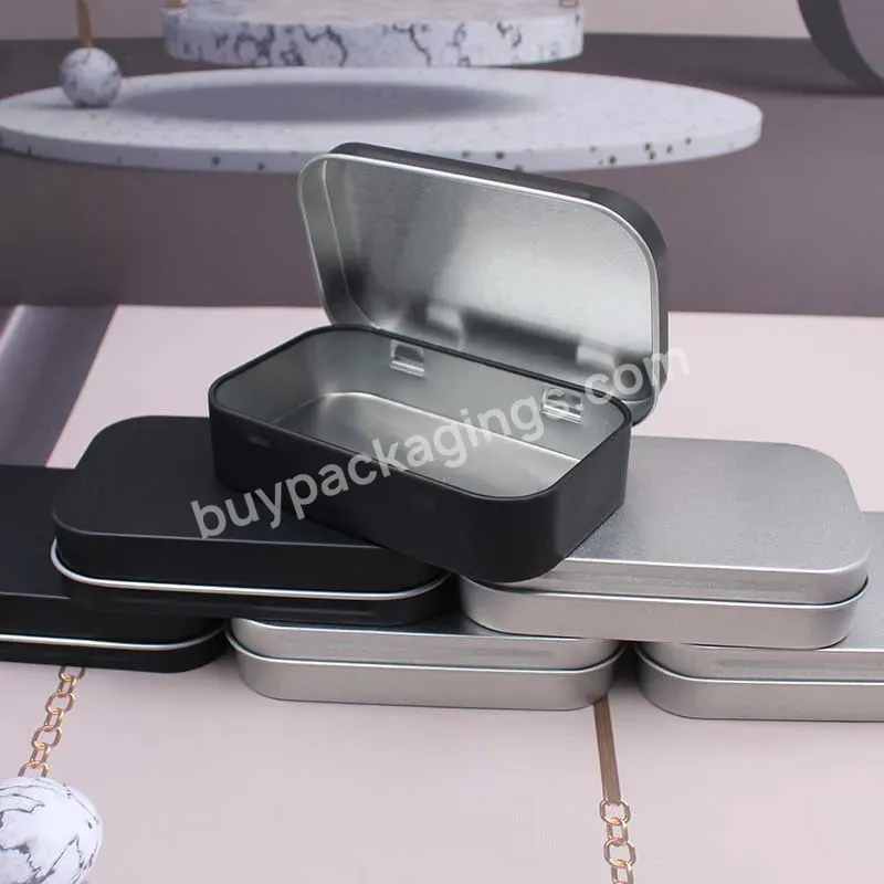 Empty Embossed Solid Perfume Balm Black Silver White Rectangle Metal Case Mint Candy Pill Hinged Tin Can Box - Buy Hinged Tin Can Box,Cosmetic Package Candy Scent Balm Rectangle Container Metal Hinged Lid Soap Candy Storage Tin Can Box,Portable Small