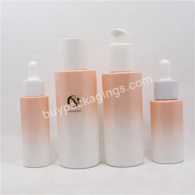 Empty Gradient Orange Glass Press Pump Lid Spray Bottle Lotion Bottles Cream Jars Cosmetic Packaging Containers - Buy Cosmetic Lotion Spray Pump Bottle,Skin Care Empty Cosmetic Containers,Luxury Cosmetic Bottle.
