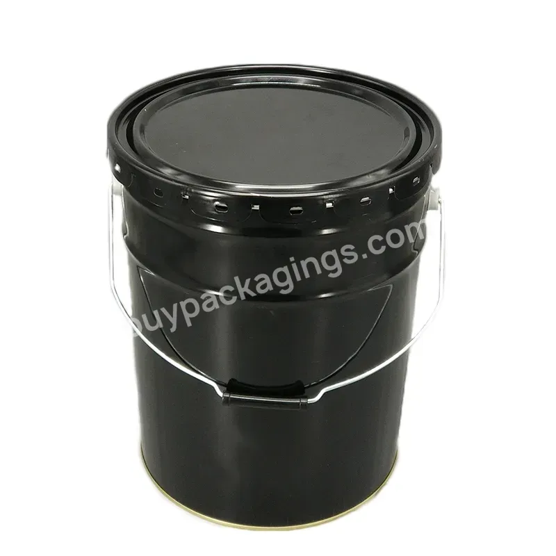 Empty Metal Tin Paint Pail Bucket Steel Iron White Coating Drum Barrel With Handle And Flower Lid - Buy Customized,Black Oil Tin Can,Can Container.