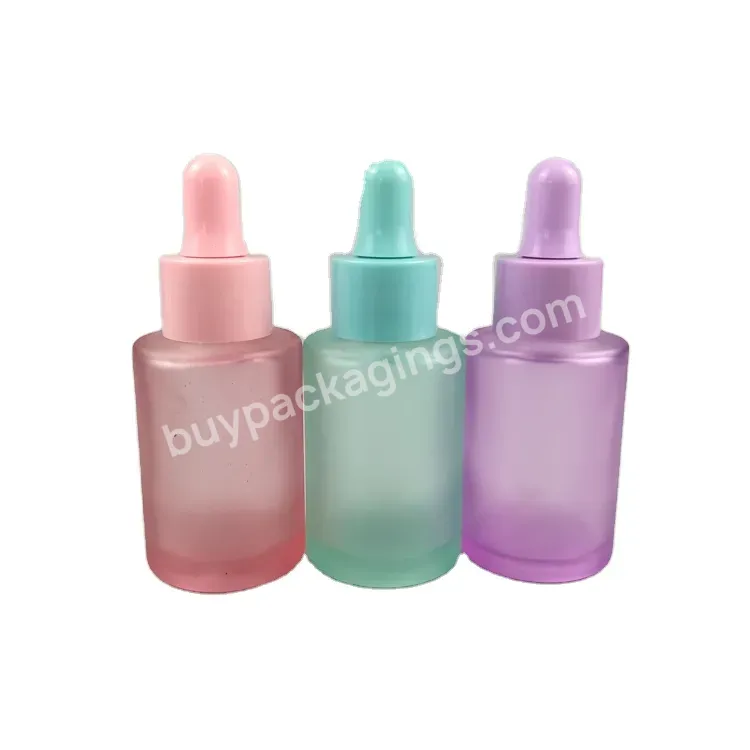 Empty Round Cosmetic Frosted 20ml 30ml 50 Ml Face Hair Glass Serum Pump Essential Oil Dropper Bottle - Buy Face Serum Bottle,Glass Dropper Bottle,Hair Oil Dropper Bottle.