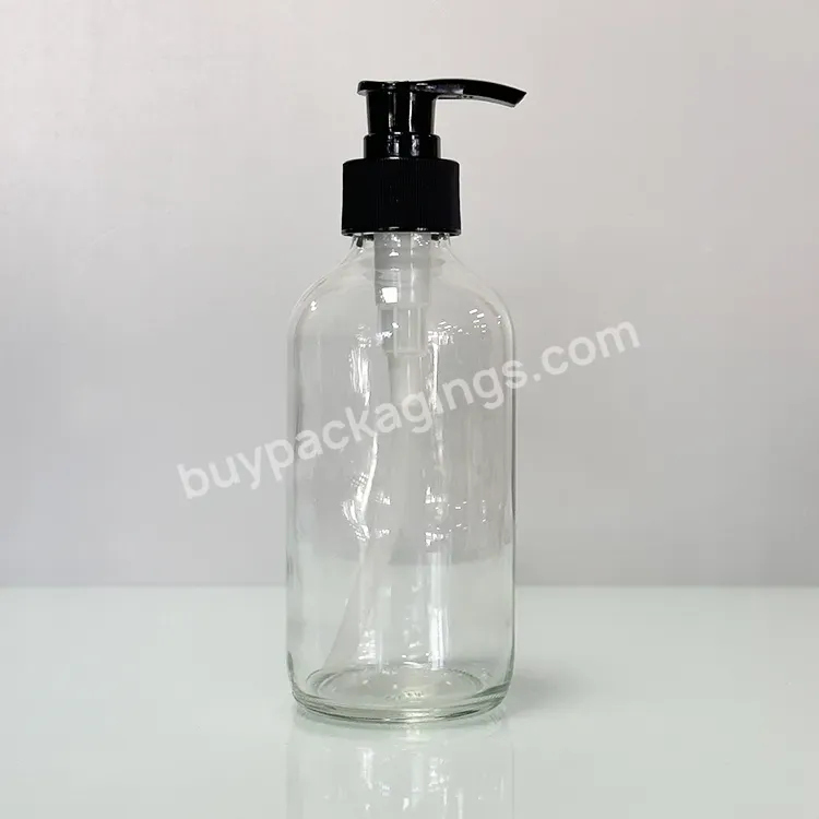 Essential Oil Packaging 60ml 1oz Transparent Boston Glass Dropper Bottle With Black Pump Head Cover - Buy Essential Oil Glass Bottle Serum Bottle,Boston Glass Vials,Essential Oils Bottles.