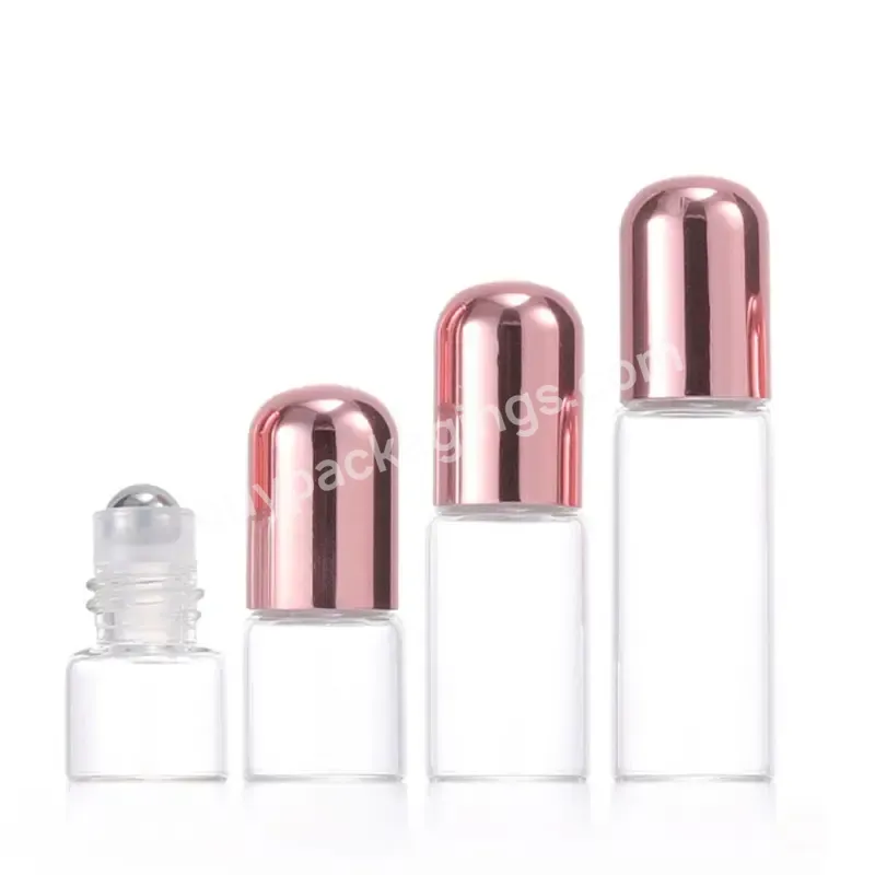 Essential Oil Perfume Roller Bottle Transparent Pink 1ml 2ml 3ml 5ml Glass Roll On Bottle With Cap - Buy Roll On Bottle 1ml 3ml,Essential Oil Roller Bottle,5ml Clear Glass Roll On Bottle.