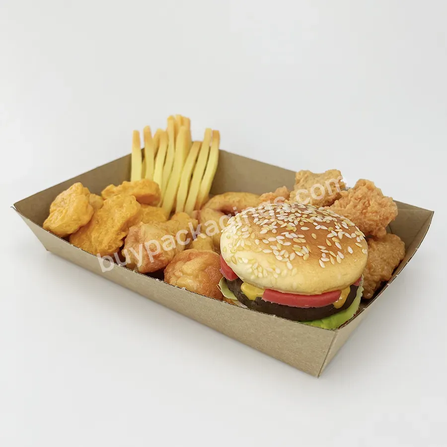 F-flut Corrugated Boat Tray Paper Food Trays Disposable Paper Snack Tray