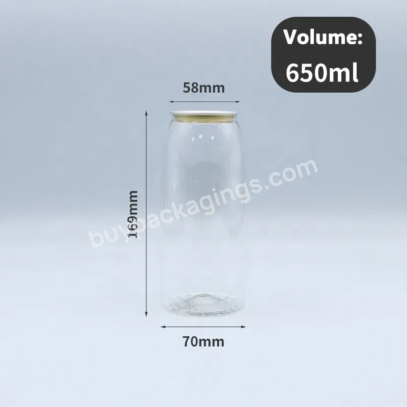 Factory 500ml 650ml Pet Transparent Plastic Juice Beverage Can Coffee Milk Bottle Can With Easy Open Lids - Buy Coffee Milk Bottle Can,650ml Pet Juice Can,Beverage Can 500ml.