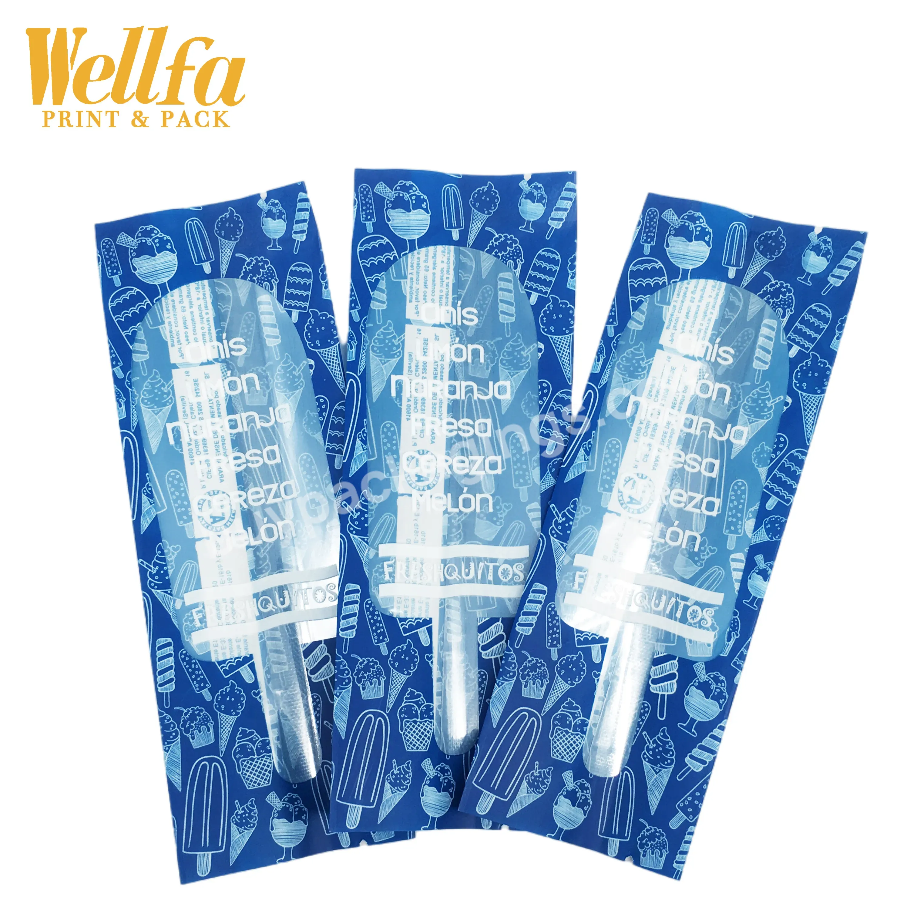 Factory Custom Eco Friendly Transparent Plastic Popsicle Packaging Wrapper Bag With Window - Buy Popsicle Shape Design Customized Packing Pouch,Ice Cream Au-to Packaging Roll Film,Frozen Food Packaging Printing Bags.