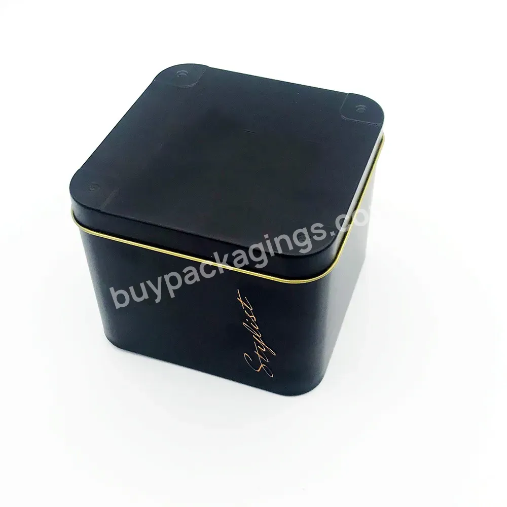 Factory Custom Printing Emboss Square Black Tin Box For Cosmetics - Buy Black Tin Box,Black Metal Tin Box,Blank Tin Box.