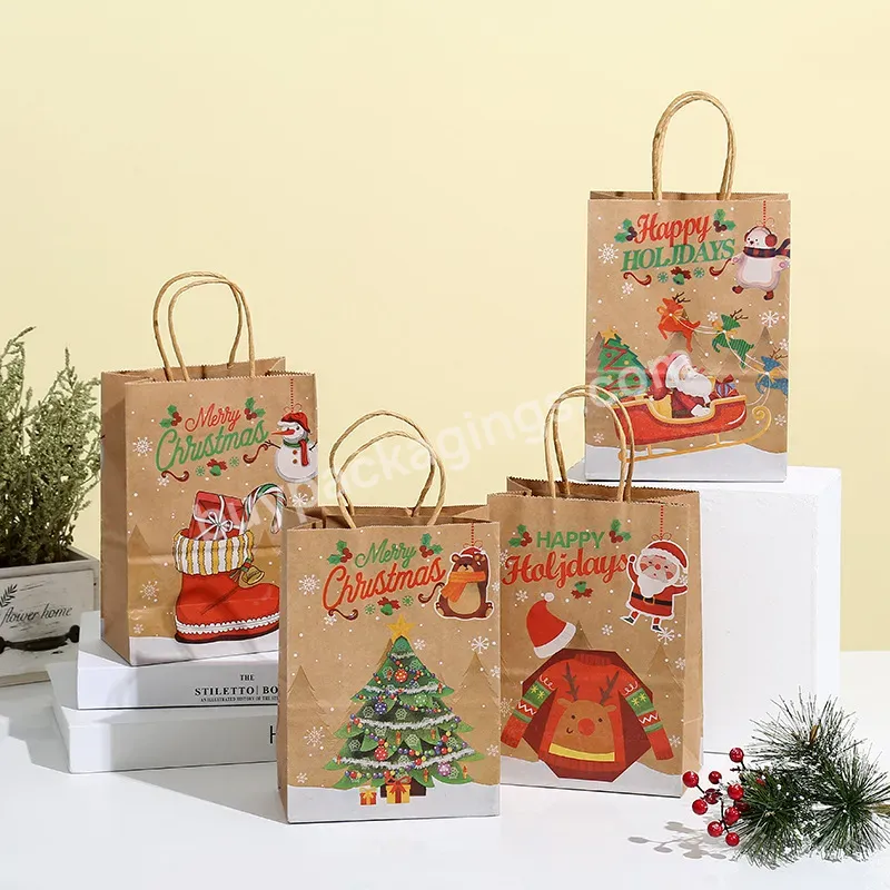 Factory Direct Christmas Gift Handbags Christmas Eve Candy Apple Gift Paper Bags Kraft Paper Packaging Bags Wholesale - Buy Kraft Paper Bag,Christmas Gift Handbags,Paper Packaging Bag.