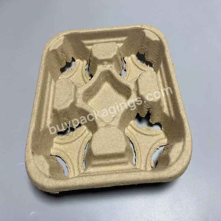 Factory Direct Sale Disposable Biodegradable Pulp Holder Coffee Paper Cup Tray Four Cup Holders - Buy Coffee Cup Tray,Coffee Carrier,Pulp Holder For Coffee.