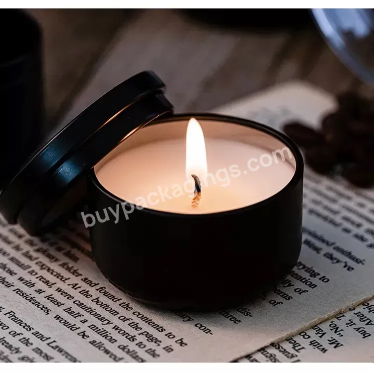 Factory Hot Sale 6oz Seamless Candle Container With Lid Matte Black Gold White Color Wholesale Candle Tins