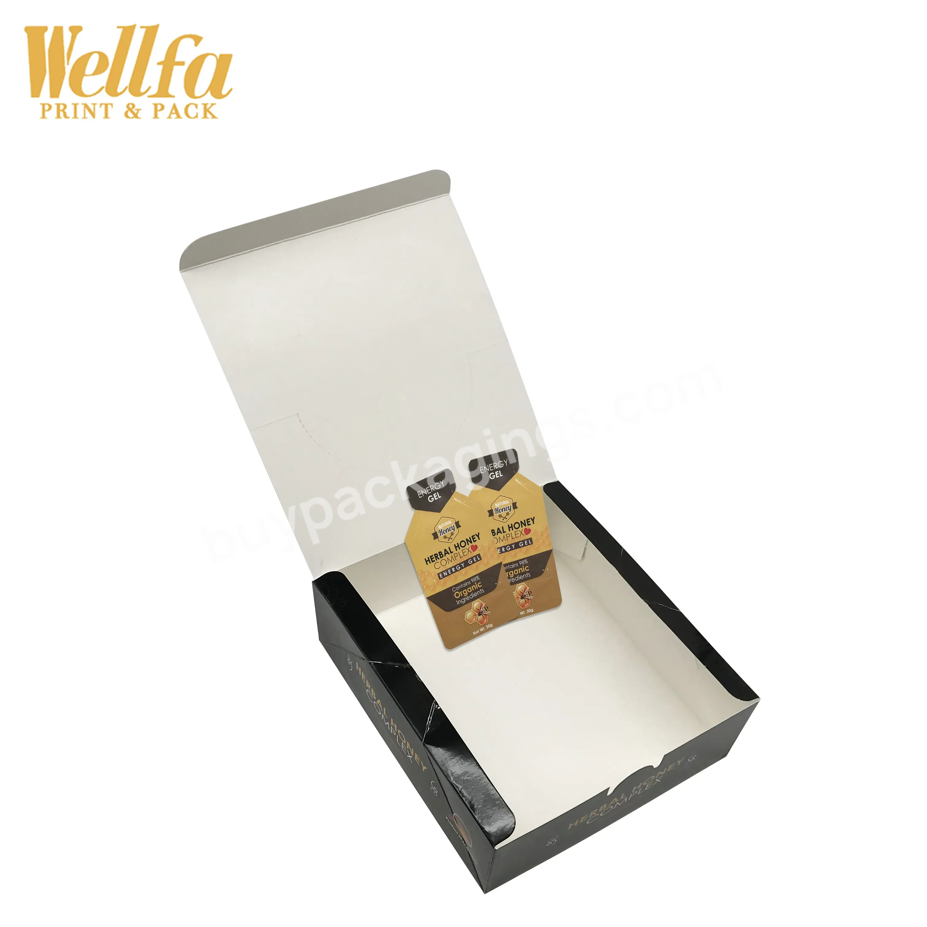Factory Oem 30g Small Special Shape Packaging Stand Up Pouch Flat Bottom Honey Energy Gel Sachets With Display Box - Buy Clear Water Food Juice Spout Pouch Gravure Printing Transparent Customized Design Clear Packing Plastic Bag For Liquid Juice,Cust