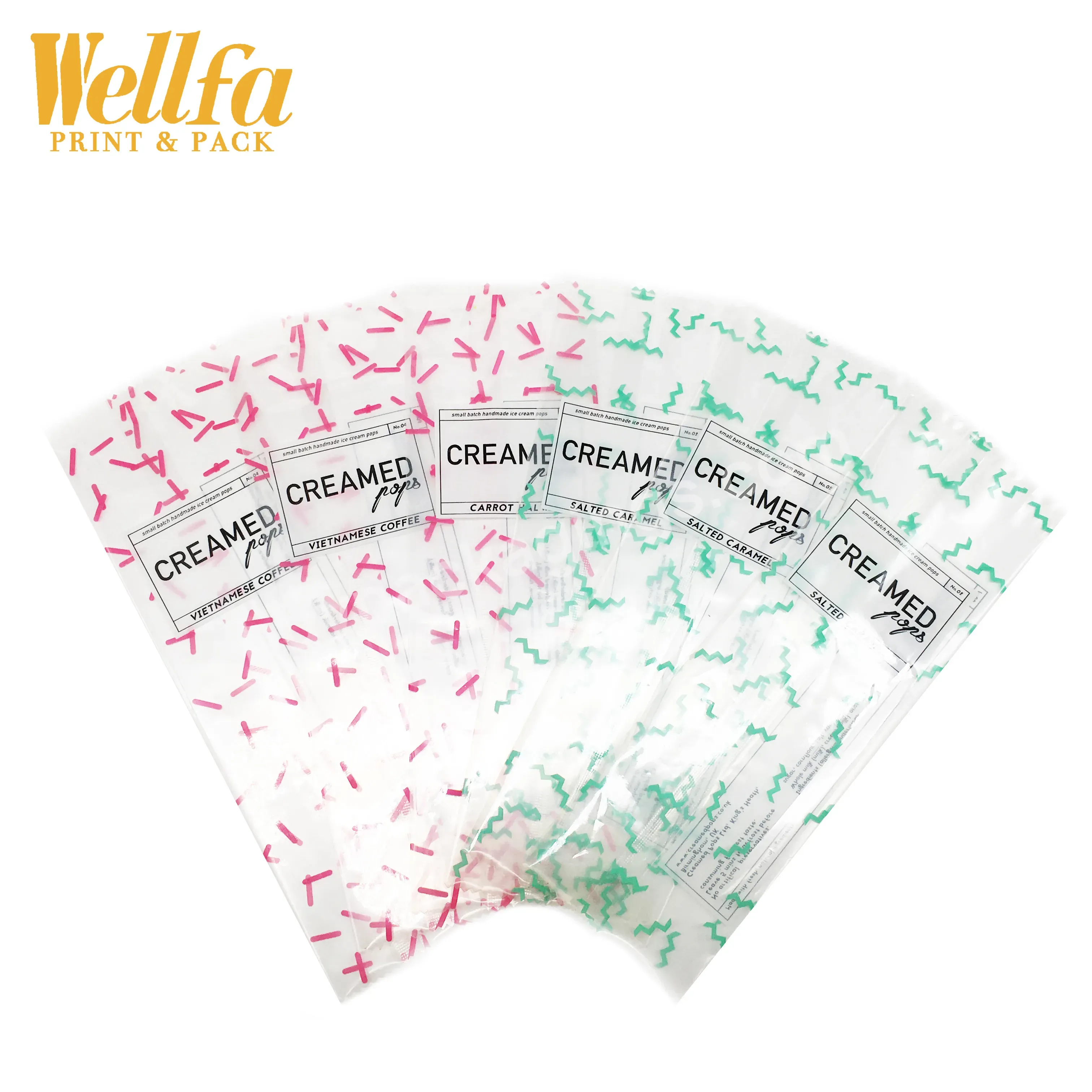 Factory Oem Custom Printed Transparent Window Popsicle Wrappers Packaging Flat Pouch With Tear For Ice Cream - Buy Popsicle Bag,Plastic Packaging,Custom Size.