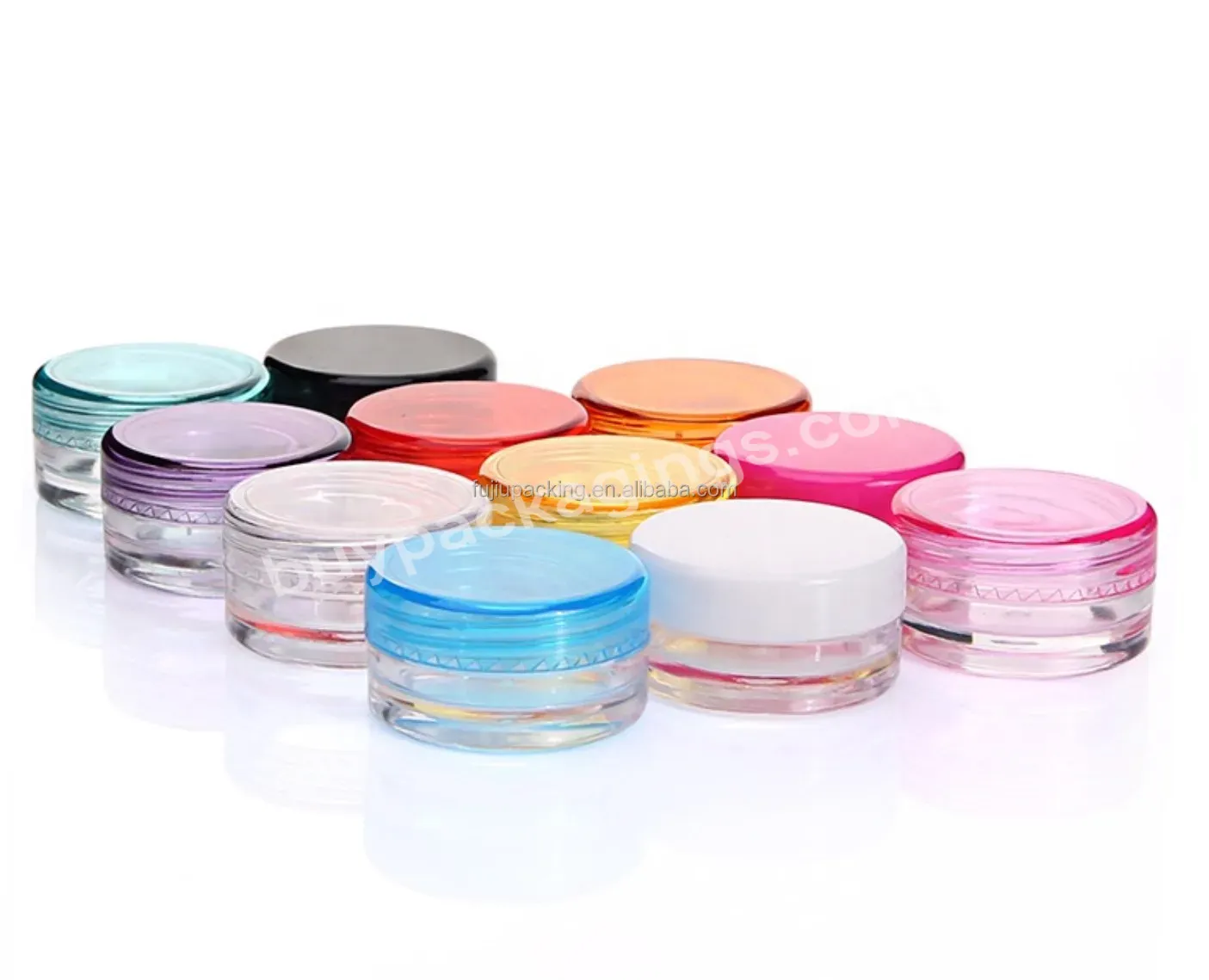 Factory Outlet 3g 5g 10g Small Clear Cream Jar Plastic Pot Box Mini Transparent Cosmetic Sample Container With Color Lids - Buy 3g 5g 10g Small Clear Cream Jar,Pot Box Mini Cosmetic Sample Jar,Plastic Jar Color Lids.