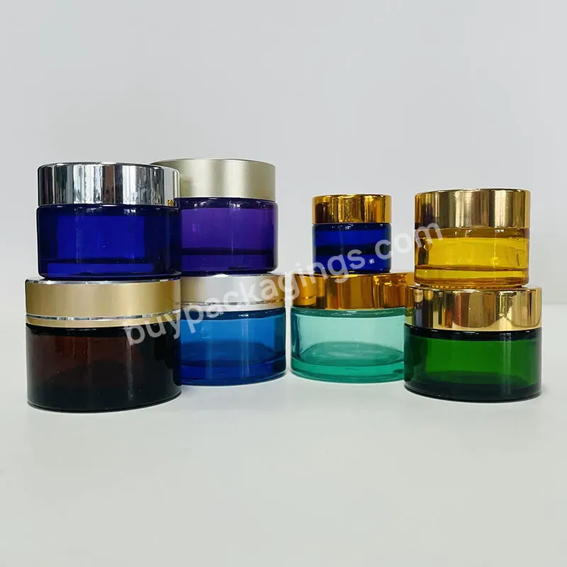 Factory Price Customized Cream Container 1.7oz 50ml 100ml Colour Glass Jar For Cosmetic Packaging - Buy Colour Glass Jar,Glass Jar For Face Cream,Cream Container Glass.