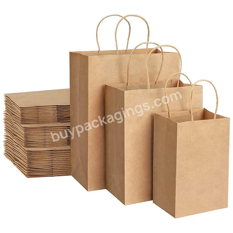 Factory Price Recyclable Printed Logo Retail Gift Tote Bag Custom Brown White Colorful Kraft Paper Bag With Rope Handle