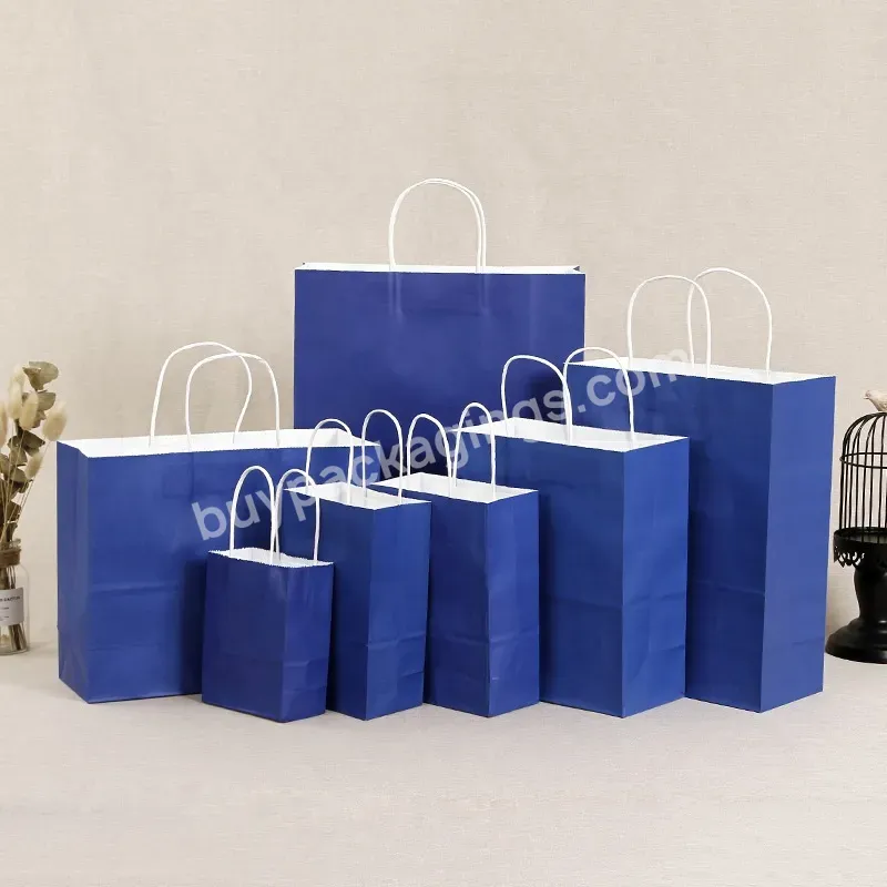 Factory Price Wholesale Custom Fsc Paper Bag With Your Logo Printing Blue Kraft Paper Shopping Bag - Buy Kraft Paper Shopping Bag,Blue Paper Bag Wholesale,Custom Paper Bag With Your Own Logo.