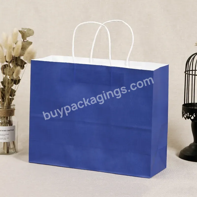 Factory Price Wholesale Custom Fsc Paper Bag With Your Logo Printing Blue Kraft Paper Shopping Bag - Buy Kraft Paper Shopping Bag,Blue Paper Bag Wholesale,Custom Paper Bag With Your Own Logo.